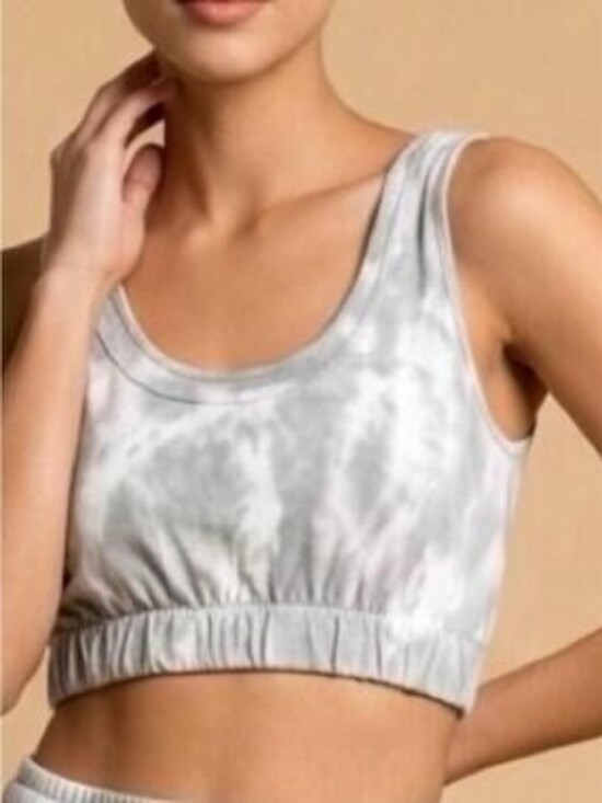 Zara Tops - Zara Light Gray Tie-Dye Cropped Sports Tank Size Medium